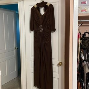 Chocolate brown mother of the bride evening dress